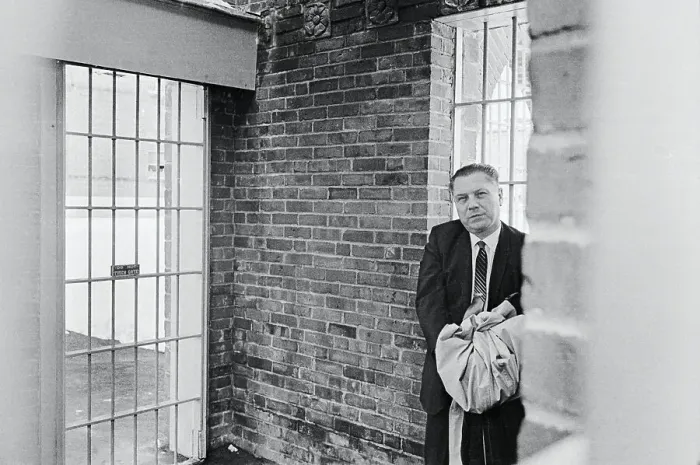 Framed Print : Portrait of Jimmy Hoffa Waiting in Handcuffs Framed Print : Portrait of Jimmy Hoffa Waiting in Handcuffs