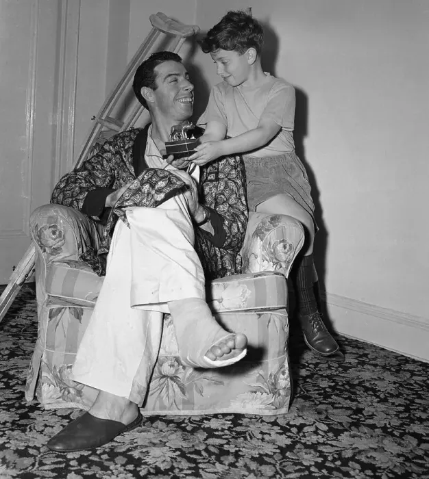 Framed Print : Portrait of Joe DiMaggio with Son