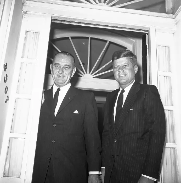 Framed Print : Portrait of John F Kennedy and Lyndon B Johnson Framed Print : Portrait of John F Kennedy and Lyndon B Johnson