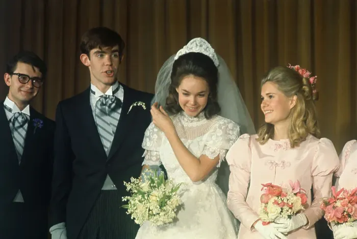 Framed Print : Portrait of Julie Nixon and David Eisenhower with Maid of Honor and Best Man Framed Print : Portrait of Julie Nixon and David Eisenhower with Maid of Honor and Best Man