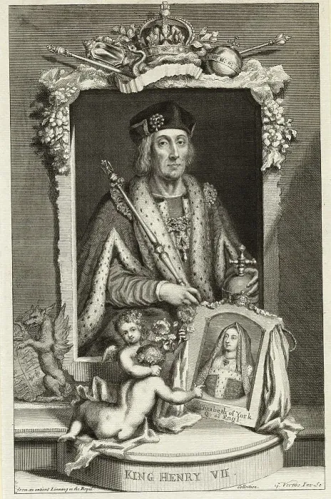 Framed Print : Portrait of King Henry VII with Smaller Portrait of Queen Elizabeth of York