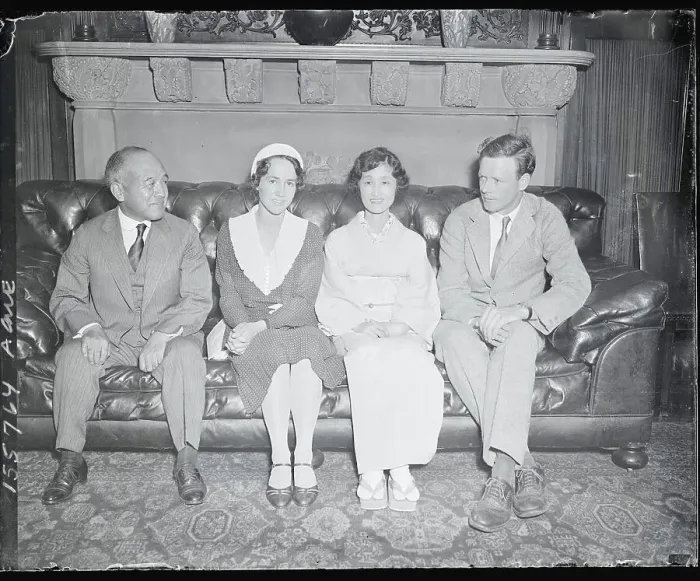 Framed Print : Portrait of Lindbergh's with Japanese Ambassador Framed Print : Portrait of Lindbergh's with Japanese Ambassador