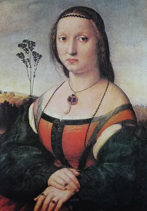 Framed Print : Portrait of Maddalena Doni, by Raffaello Sanzio da Urbino, also Raffael da Urbino, Raffaello Santi, Raffaello Sanzio, Raffael, Italian painter, Italy, digitally restored reproduction of a work of art (public domain) from c. 1500 Framed Print : Portrait of Maddalena Doni, by Raffaello Sanzio da Urbino, also Raffael da Urbino, Raffaello Santi, Raffaello Sanzio, Raffael, Italian painter, Italy, digitally restored reproduction of a work of art (public domain) from c. 1500