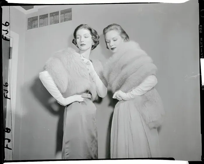 Framed Print : Portrait of Models with Furs Framed Print : Portrait of Models with Furs