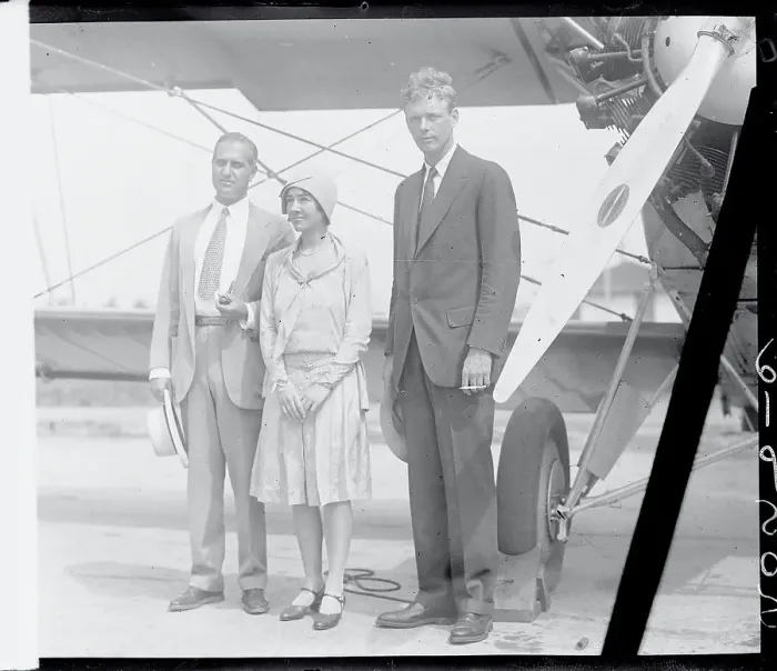 Framed Print : Portrait of Mr. and Mrs. Lindbergh with Harry Guggenheim Framed Print : Portrait of Mr. and Mrs. Lindbergh with Harry Guggenheim