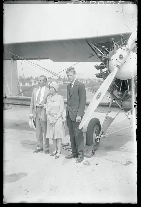 Framed Print : Portrait of Mr. and Mrs. Lindbergh with Harry Guggenheim Framed Print : Portrait of Mr. and Mrs. Lindbergh with Harry Guggenheim