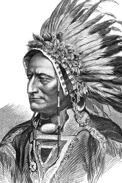 Portrait of native american tribal chief Sitting Bull 1875