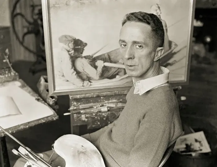 Framed Print : Portrait of Norman Rockwell Working on Paintings Framed Print : Portrait of Norman Rockwell Working on Paintings