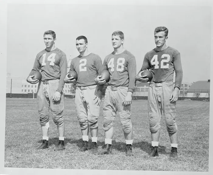 Framed Print : Portrait of Four Notre Dame Football Players