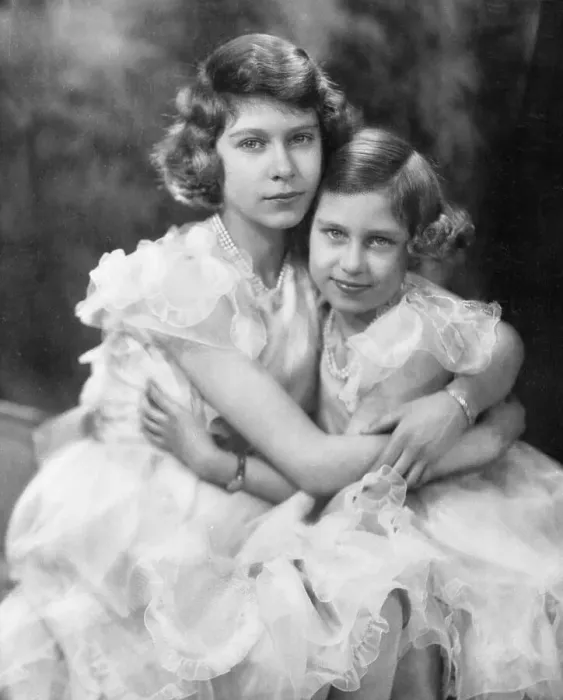 Framed Print : Portrait of Princess Margaret and Elizabeth Cuddled Together Framed Print : Portrait of Princess Margaret and Elizabeth Cuddled Together