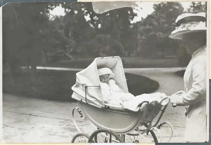 Framed Print : Portrait of Queen Juliana as a Baby Being Taken for a Stroll Framed Print : Portrait of Queen Juliana as a Baby Being Taken for a Stroll