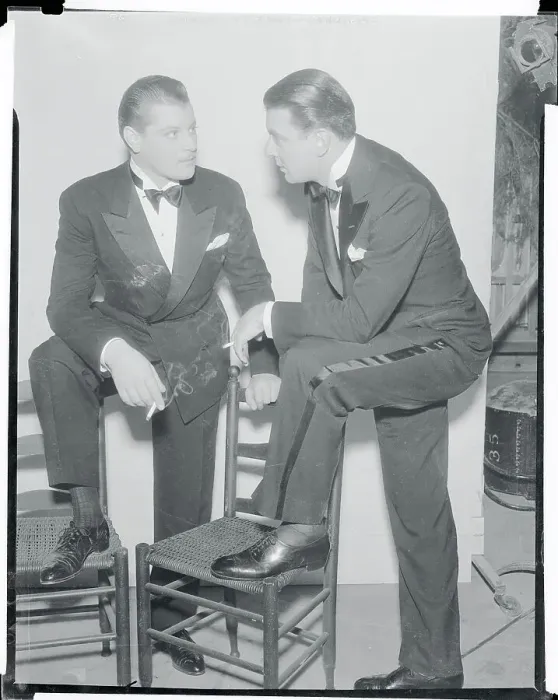 Framed Print : Portrait of Ralph Forbes and George Brent Chatting Framed Print : Portrait of Ralph Forbes and George Brent Chatting