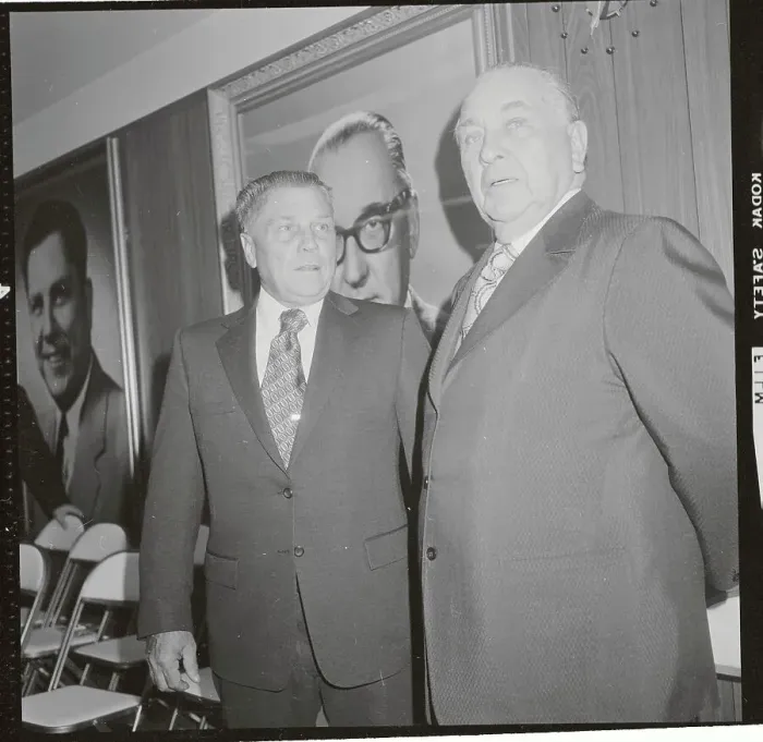 Framed Print : Portrait of Richard J Daley with Jimmy Hoffa Framed Print : Portrait of Richard J Daley with Jimmy Hoffa