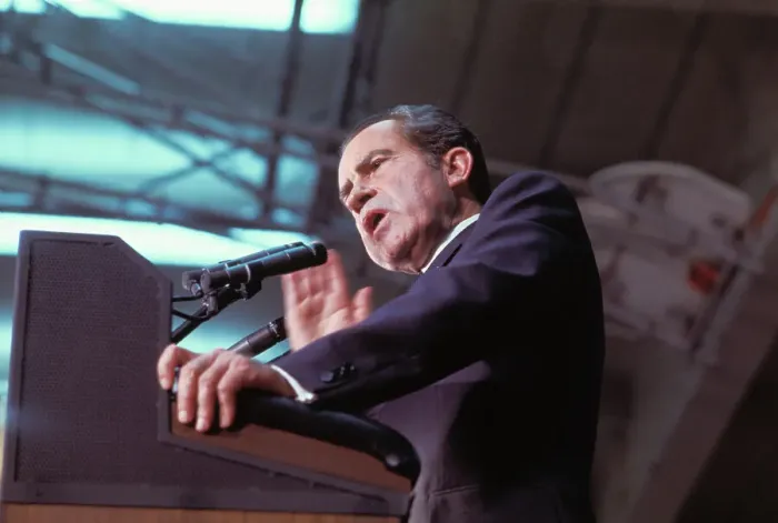 Framed Print : Portrait of Richard Nixon Speaking Framed Print : Portrait of Richard Nixon Speaking