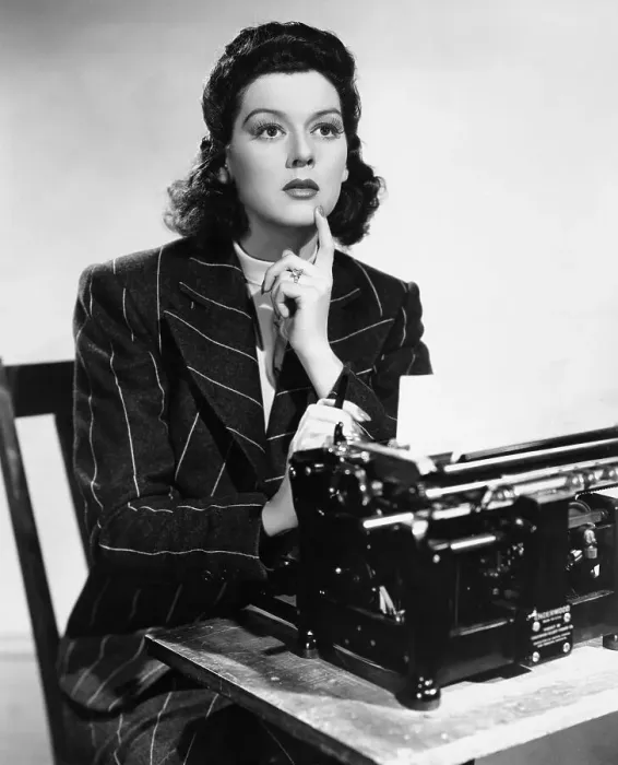 Framed Print : Portrait Of Rosalind Russel @ Typewriter Framed Print : Portrait Of Rosalind Russel @ Typewriter