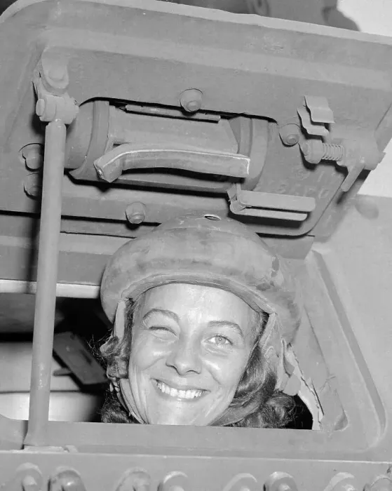 Framed Print : Portrait of Ruth Gibson Driving Tank Framed Print : Portrait of Ruth Gibson Driving Tank