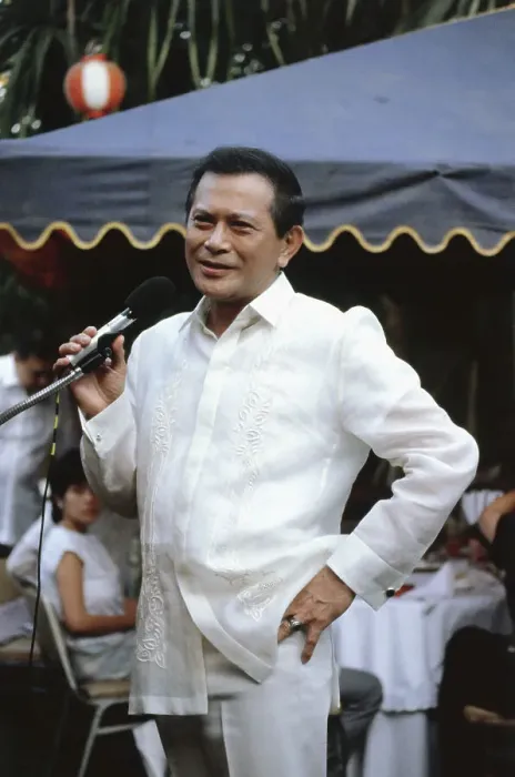 Framed Print : Portrait of Salvador Laurel Campaigning at Microphone