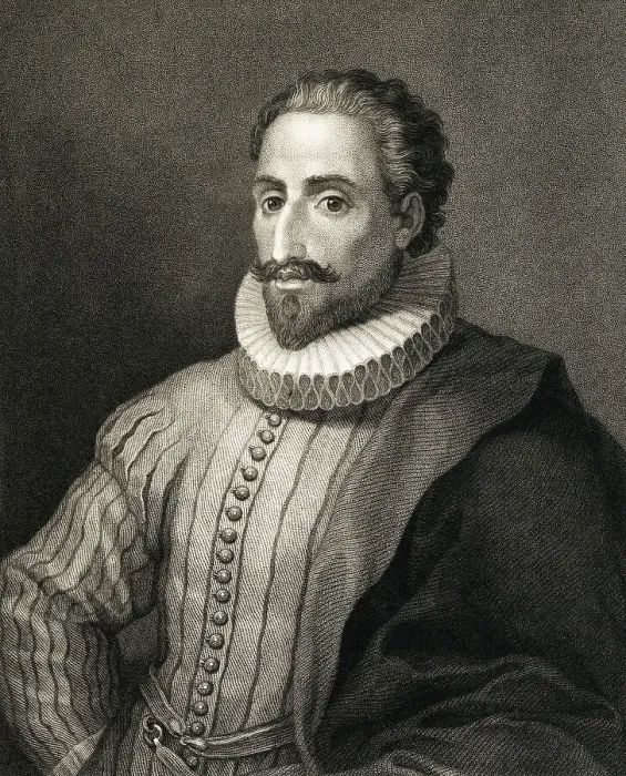 Framed Print : Portrait of Spanish Writer Cervantes Famous for Don Quixote