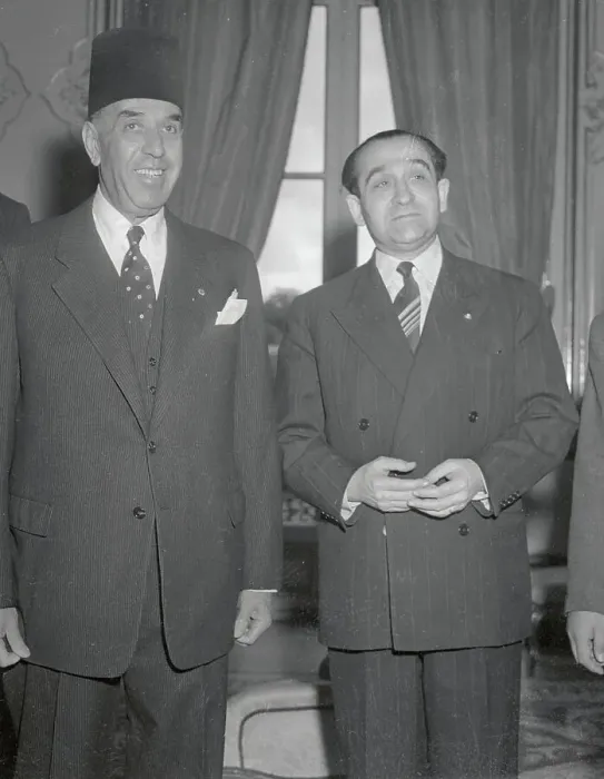 Framed Print : Portrait of Tahar Ben Ammar and Mendes-France