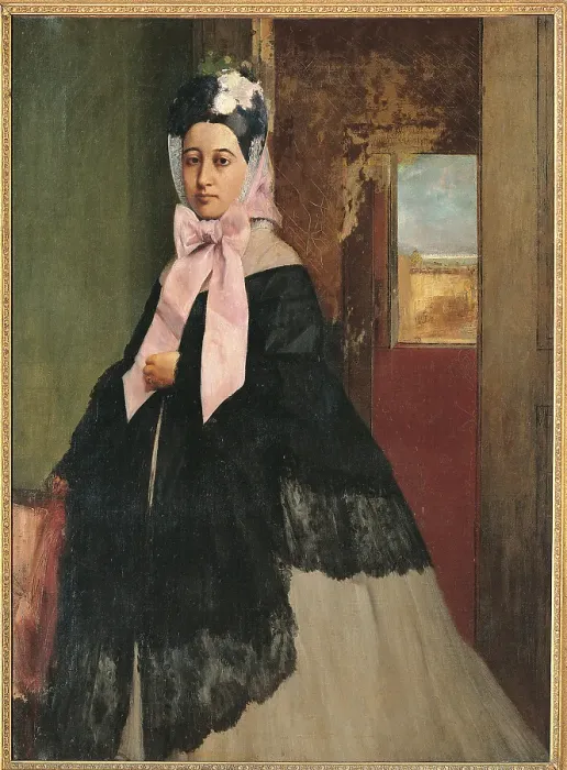 Framed Print : Portrait of Thrse De Gas, The Artists Sister, by Edgar Degas, 1863 about, 19th Century, oil on canvas, cm 89 x 67 Framed Print : Portrait of Thrse De Gas, The Artists Sister, by Edgar Degas, 1863 about, 19th Century, oil on canvas, cm 89 x 67