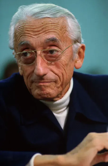 Framed Print : Portrait of Underwater Explorer Jacques Cousteau at Hearing Framed Print : Portrait of Underwater Explorer Jacques Cousteau at Hearing
