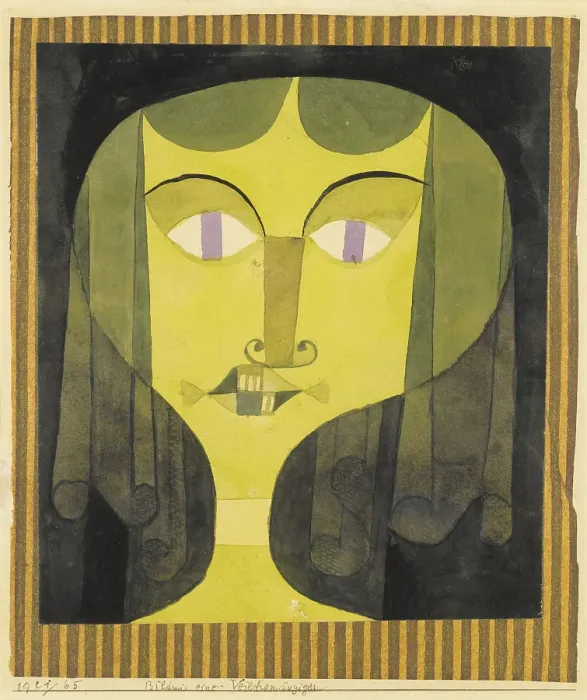 Framed Print : Portrait of a violet-eyed woman. Artist: Klee, Paul (1879-1940) Framed Print : Portrait of a violet-eyed woman. Artist: Klee, Paul (1879-1940)