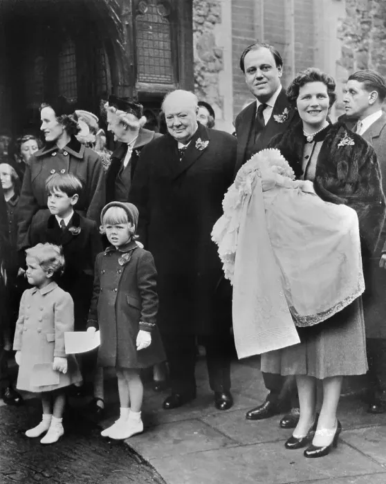 Framed Print : Portrait of Winston Churchill Posing With Family Members Framed Print : Portrait of Winston Churchill Posing With Family Members