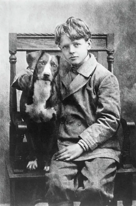 Framed Print : Portrait of Young Charles Lindbergh with Dog Framed Print : Portrait of Young Charles Lindbergh with Dog