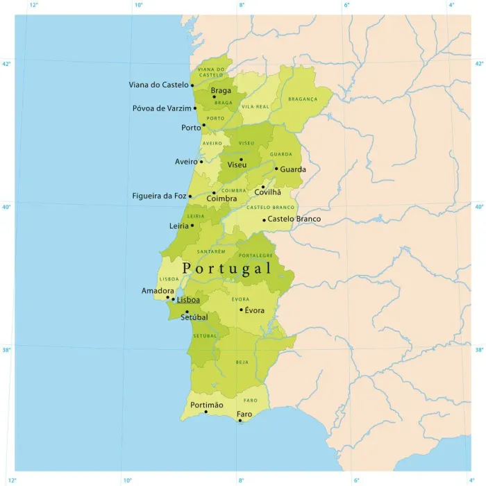 Framed Print : Portugal Vector Map Framed Print : Portugal Vector Map