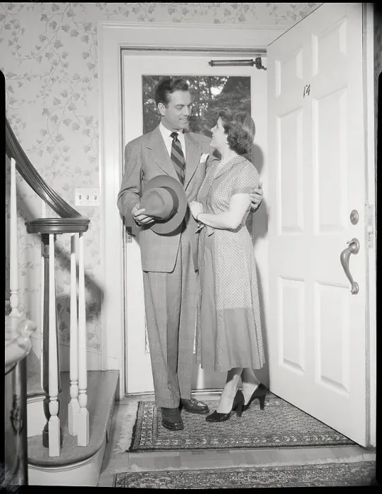 Framed Print : Posed Photo of Domestic Bliss, 1950 Framed Print : Posed Photo of Domestic Bliss, 1950