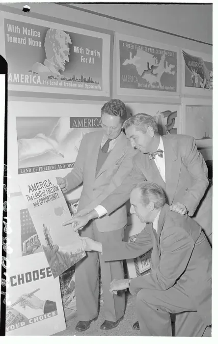 Framed Print : Post Office Poster Being Examined by Judges Framed Print : Post Office Poster Being Examined by Judges