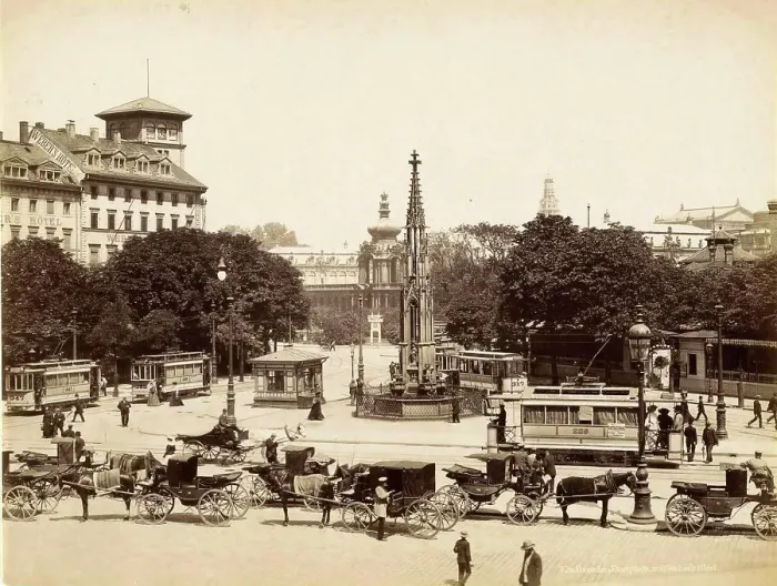 Framed Print : Post Office Square with the Cholera Fountain in Dresden, c. 1904, Saxony, Germany, Historic, digitally restored reproduction from an 18th or 19th century original Framed Print : Post Office Square with the Cholera Fountain in Dresden, c. 1904, Saxony, Germany, Historic, digitally restored reproduction from an 18th or 19th century original