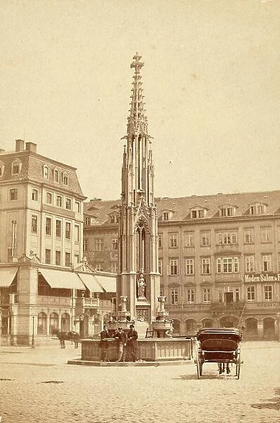 The Post Office Square in Dresden, c. 1860, Saxony, Germany, Historic, digitally restored reproduction from an 18th or 19th century original