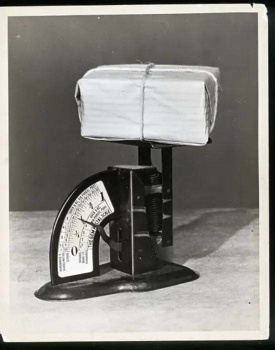 Framed Print : Postal Scale and Package Framed Print : Postal Scale and Package