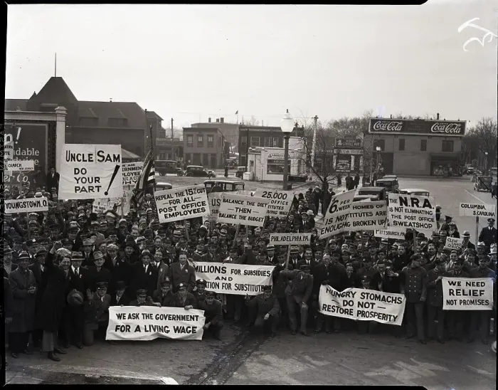 Framed Print : Postal Workers Assemble Before March