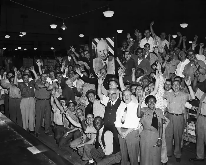 Framed Print : Postal Workers Cheer by Eisenhower Picture Framed Print : Postal Workers Cheer by Eisenhower Picture