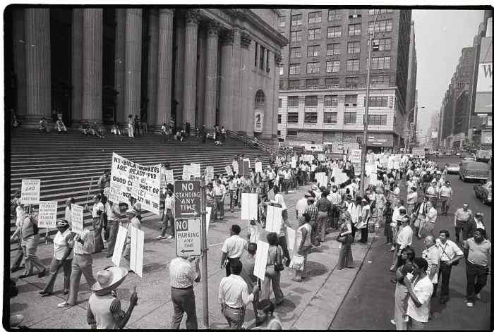 Framed Print : Postal Workers March by Post Office Framed Print : Postal Workers March by Post Office