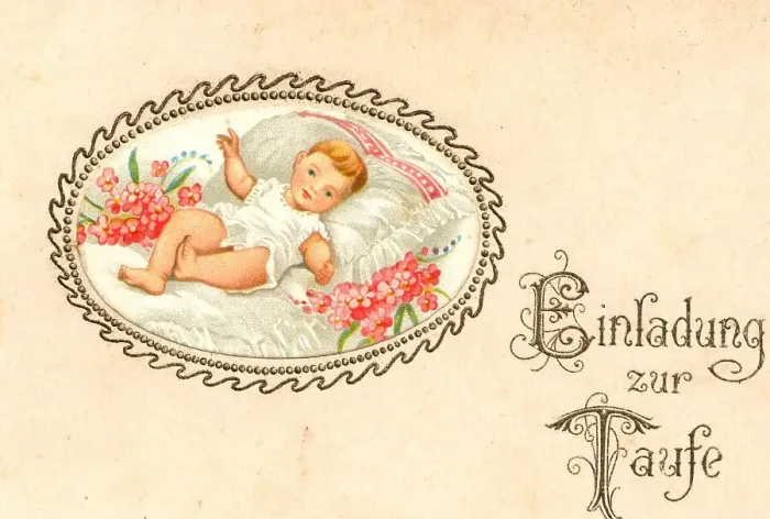 Framed Print : Postcard, invitation to a christening, 1890, Germany, Historic, digital reproduction of an original from the 19th century Framed Print : Postcard, invitation to a christening, 1890, Germany, Historic, digital reproduction of an original from the 19th century