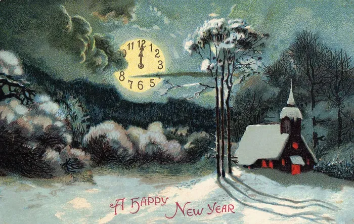 Framed Print : Postcard Reads A Happy New Year Framed Print : Postcard Reads A Happy New Year