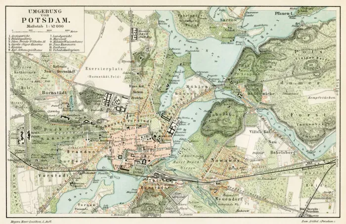 Framed Print : Postdam map 1896 Framed Print : Postdam map 1896