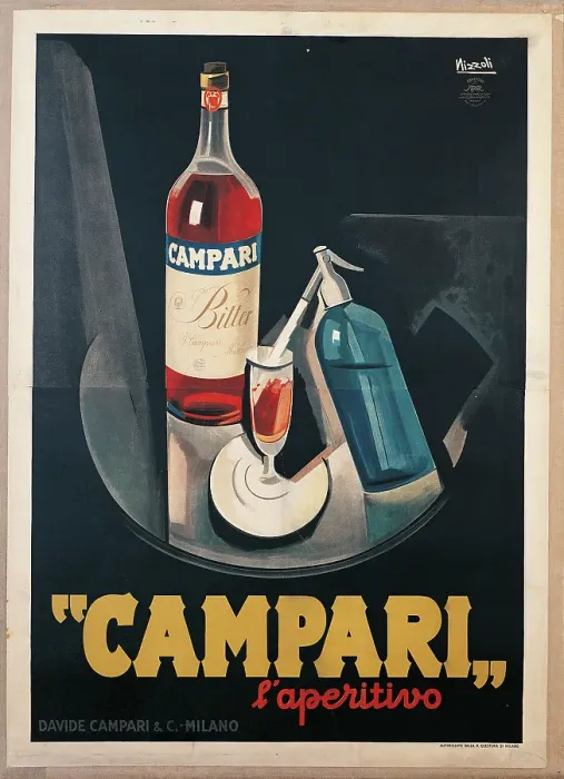 Framed Print : Poster Advertising Campari laperitivo, by Marcello Nizzoli, 1926, 20th Century, print, cm 200 x 140 Framed Print : Poster Advertising Campari laperitivo, by Marcello Nizzoli, 1926, 20th Century, print, cm 200 x 140