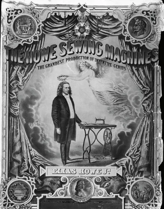Framed Print : Poster for Elias Howe's Sewing Machine