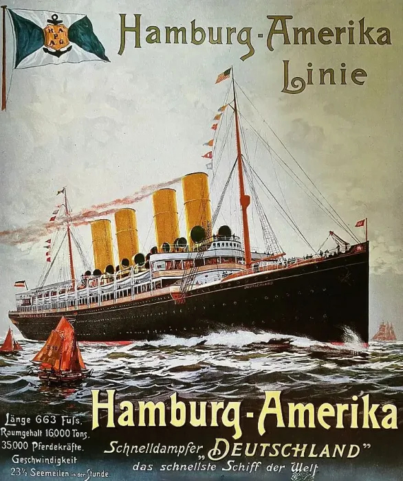 Framed Print : Poster for the Hamburg-Amerika Linie, express steamers Framed Print : Poster for the Hamburg-Amerika Linie, express steamers