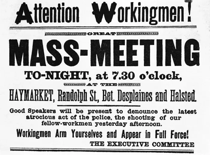 Framed Print : Poster for Haymarket Mass Meeting Framed Print : Poster for Haymarket Mass Meeting