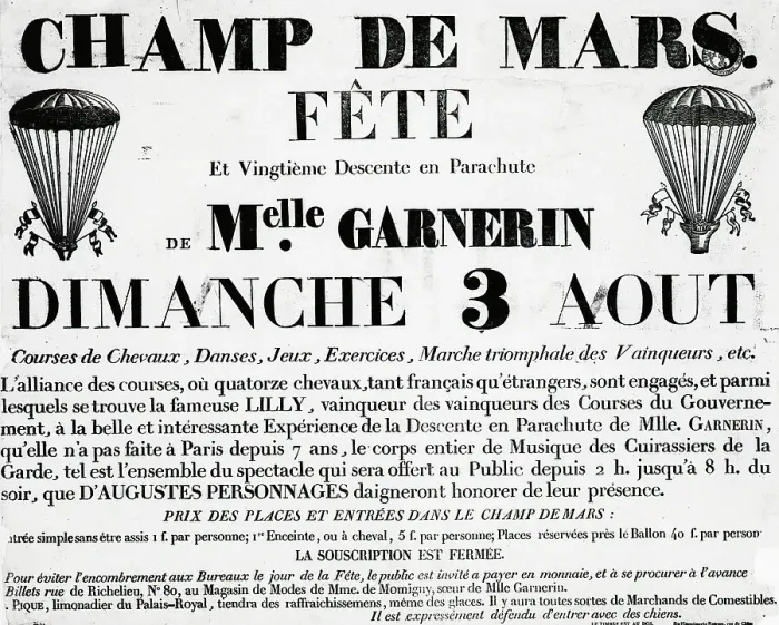 Framed Print : Poster For Parachute Descent Of Garnerin