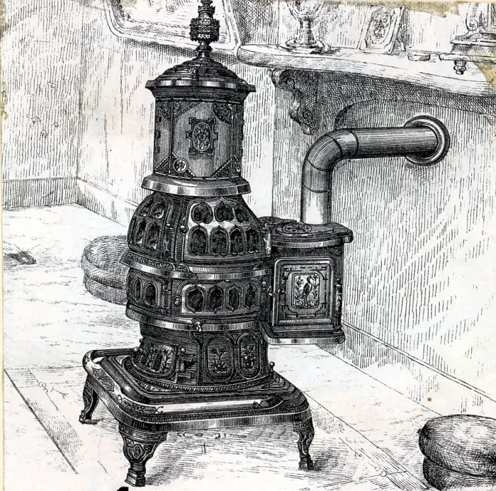 Framed Print : Potbellied Stove Illustration Framed Print : Potbellied Stove Illustration
