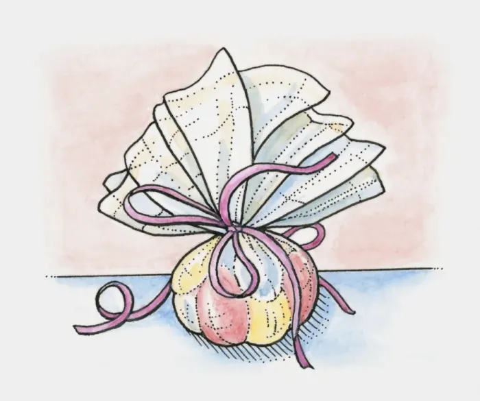 Framed Print : Potpourri in bag, tied with pink ribbons Framed Print : Potpourri in bag, tied with pink ribbons