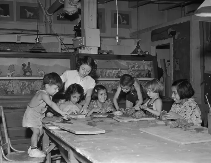 Framed Print : Pottery Class for Children Framed Print : Pottery Class for Children