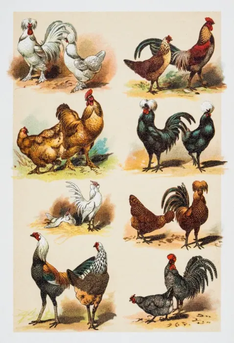 Framed Print : Poultry Hens Rooster engraving 1882 Framed Print : Poultry Hens Rooster engraving 1882