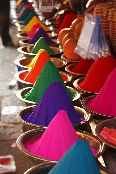 Powdered pigments, Devaraja Market, Mysore, Karnataka, South India, India, South Asia, Asia